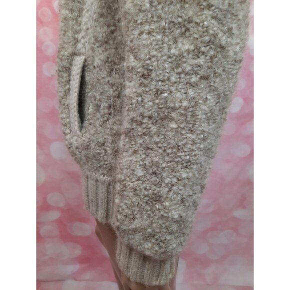 Vintage 70s Chunky Wool Cardigan Womens size M Full Zip Beige Sweater Pockets - Picture 8 of 12